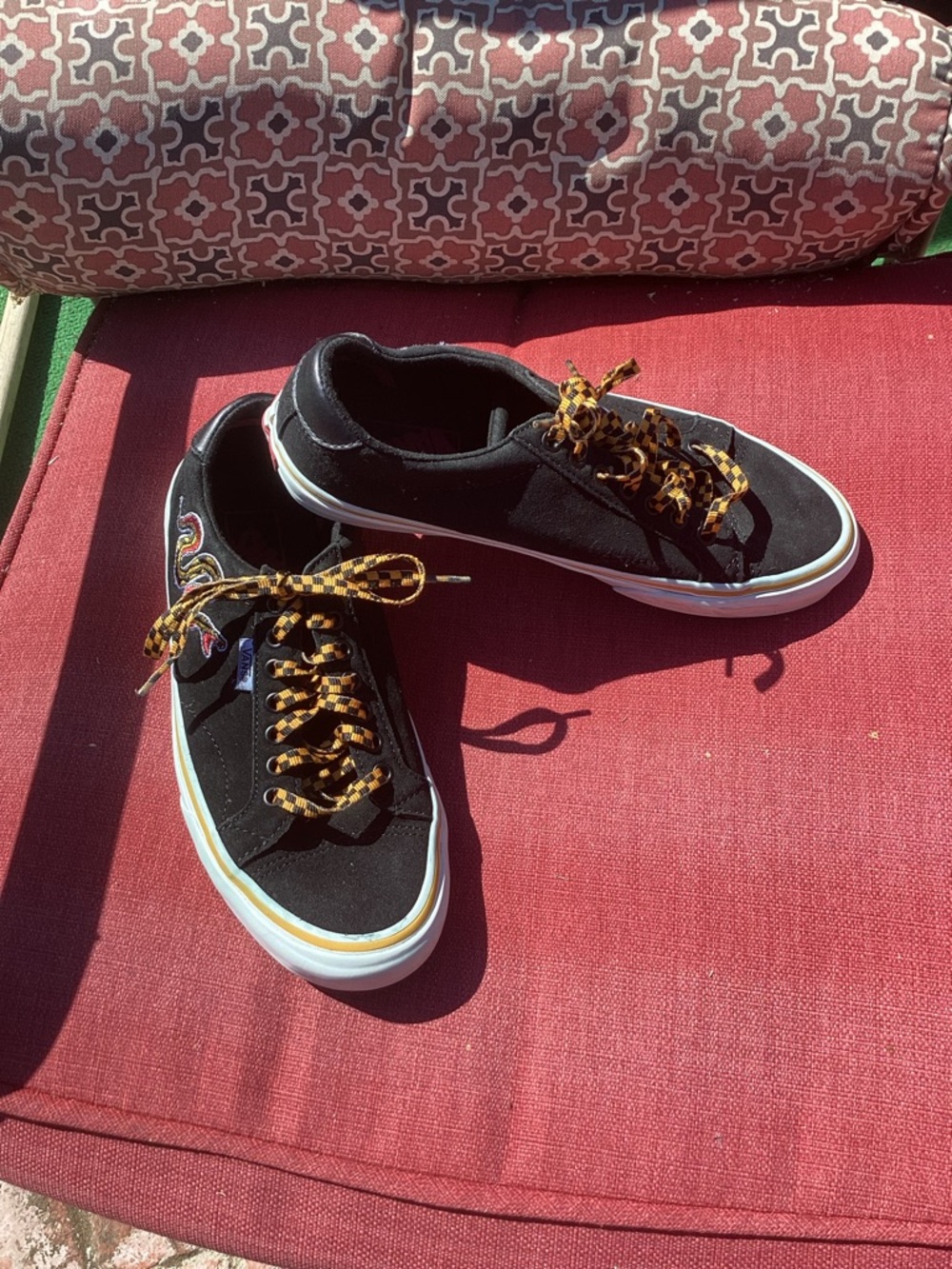 Vans Black Sneakers with Checkered Laces
